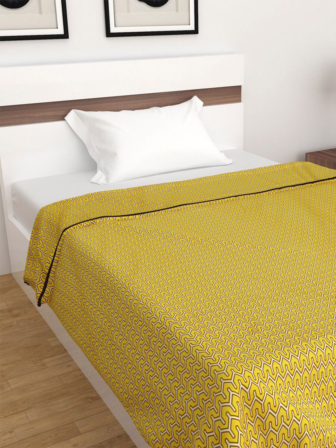 Home Centre Yellow Printed Mild Winter 150 GSM Single Bed Dohar Price in India