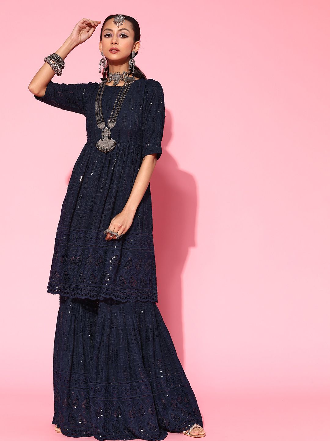 InWeave Ethnic Motifs Viscose Rayon Kurta Set Price in India