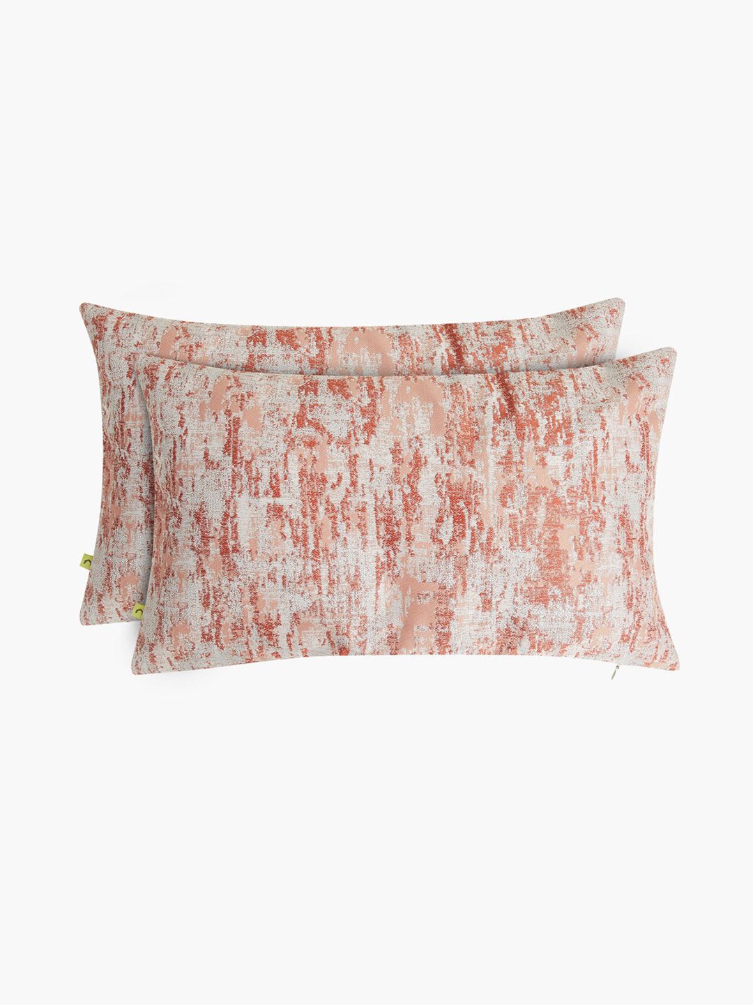 Home Centre Set Of 2 Peach-coloured Jacquard  Woven Designed Rectangle Cushion Cover Price in India