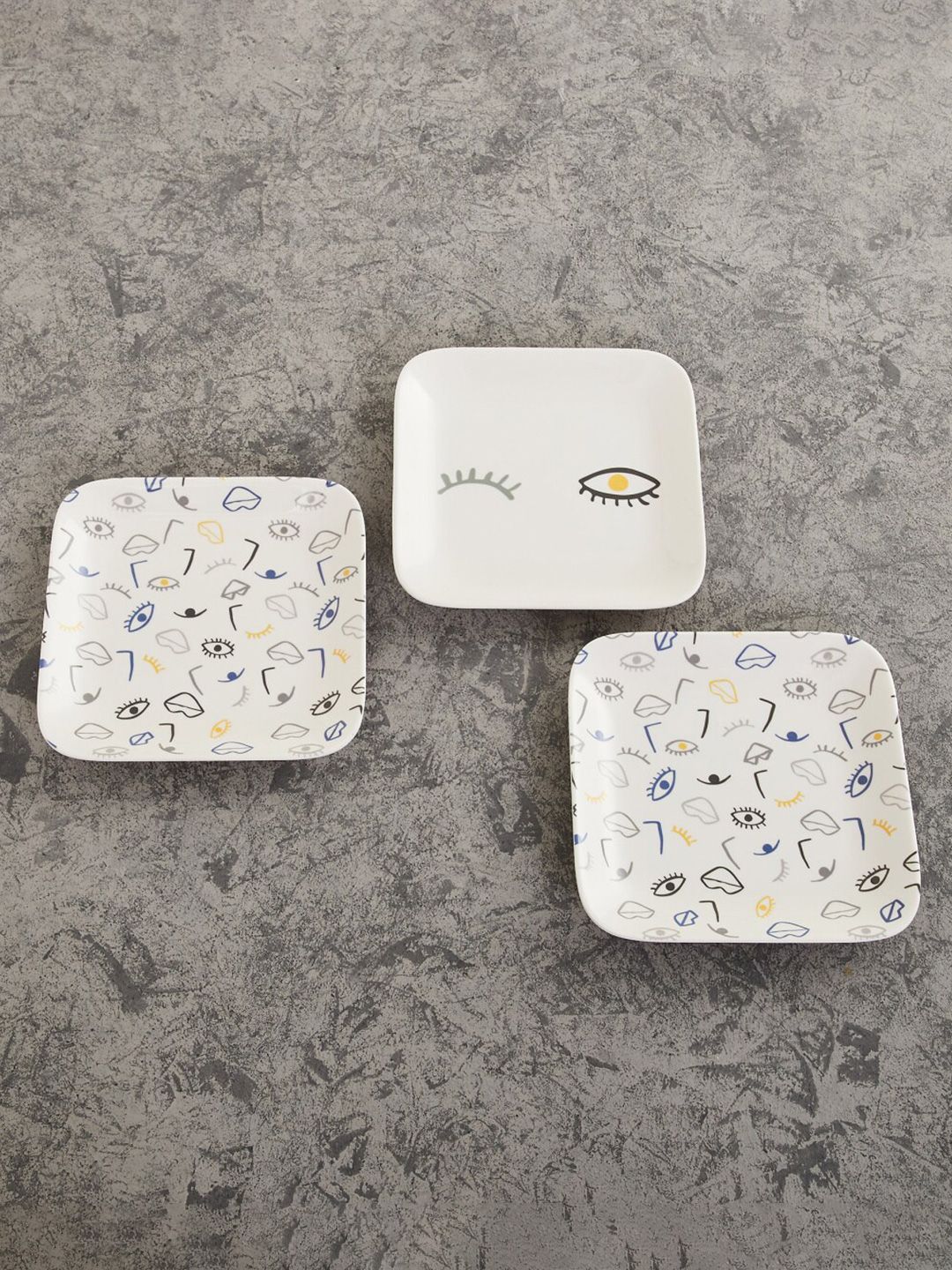 Home Centre Set of 3 White Printed Melamine Appetizer Plates Price in India