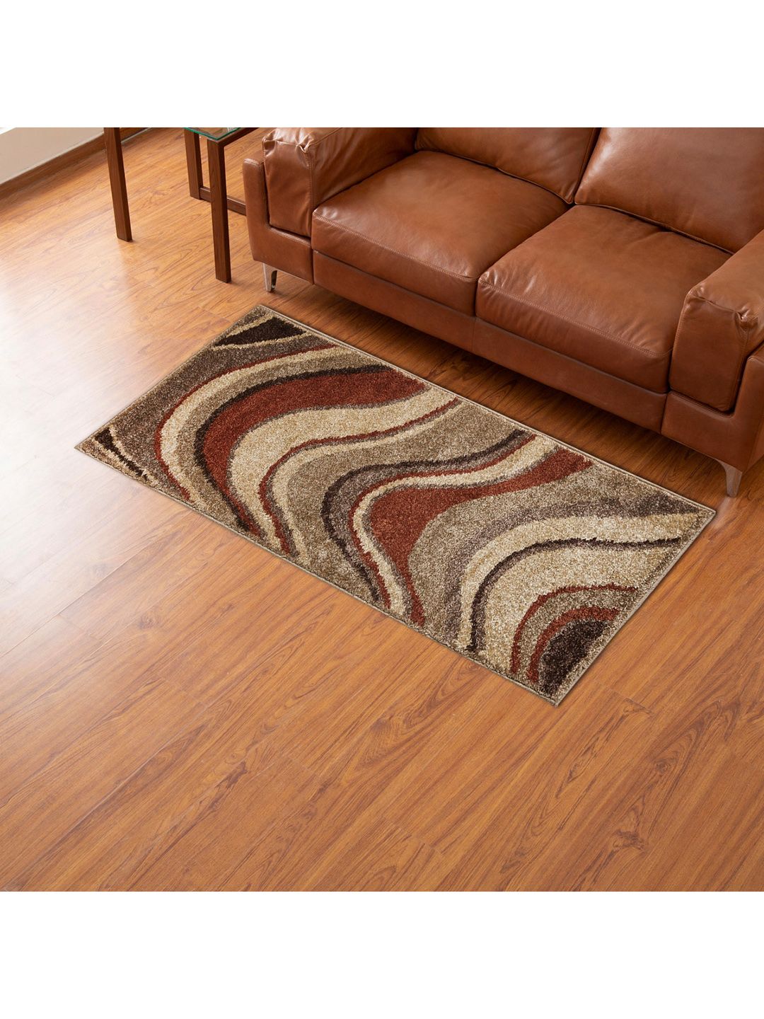 Home Centre Beige & Brown Patterned Anti-Skid Carpet Price in India