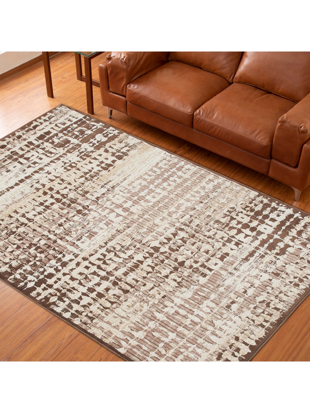Home Centre Brown & Beige Paradise - Fc Santana Jacquard Woven Carpet Price in India