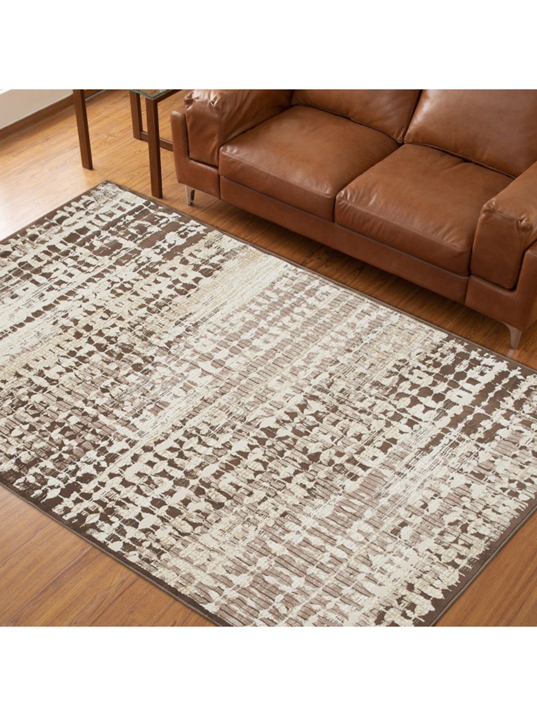 Home Centre Brown & Beige Paradise - Fc Santana Jacquard Woven Carpet Price in India