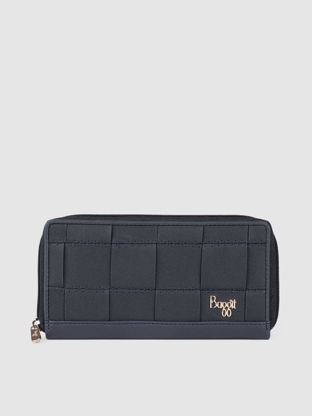 Baggit Women Navy Blue Solid Applique Synthetic Zip Around Wallet Price in India