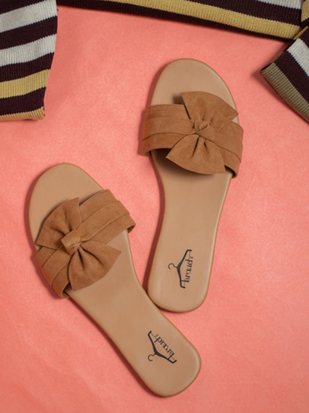 Brauch Women Brown Open Toe Flats with Bows Price in India