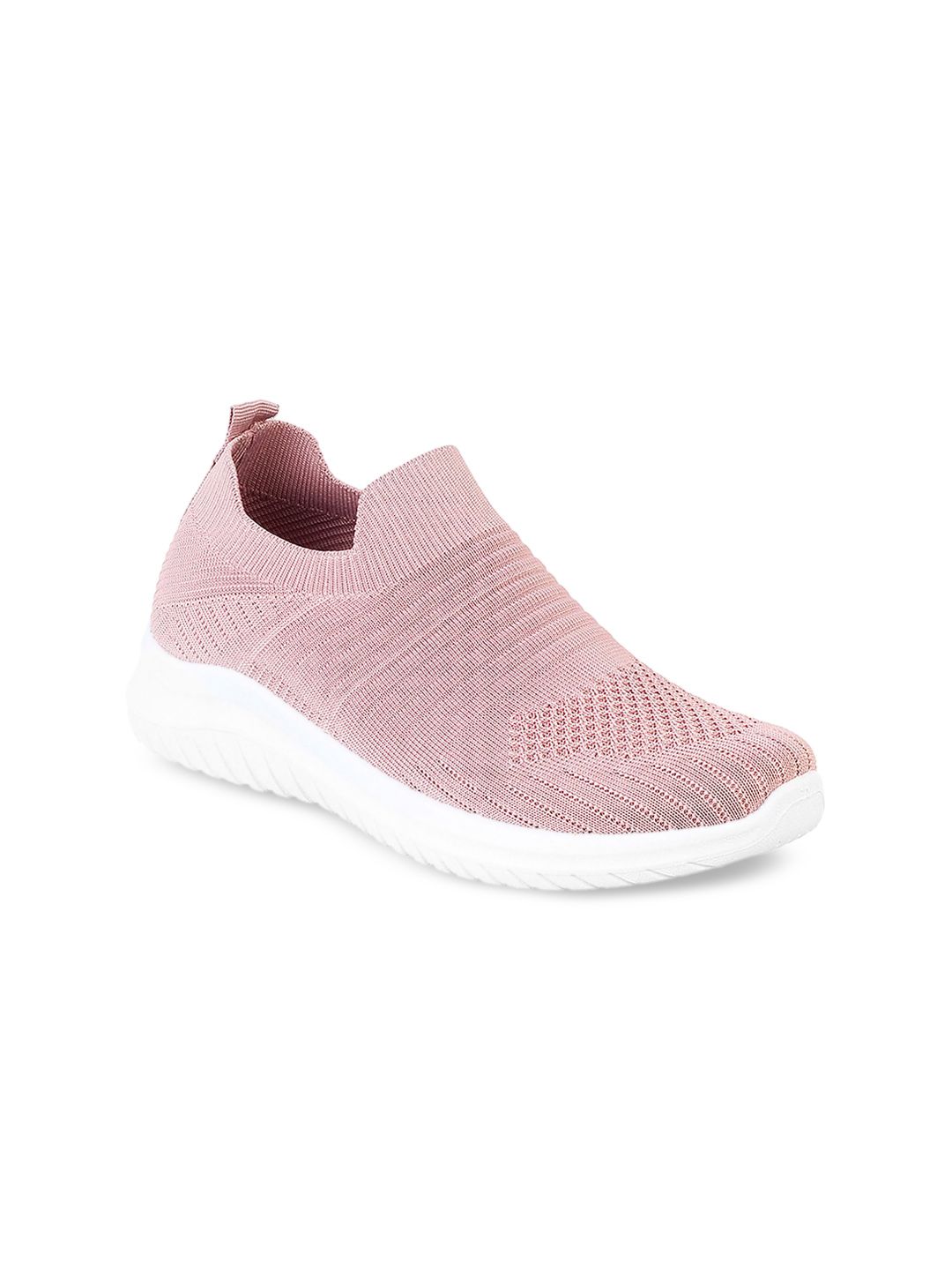 WALKWAY by Metro Women Peach-Coloured Woven Design Slip-On Sneakers Price in India