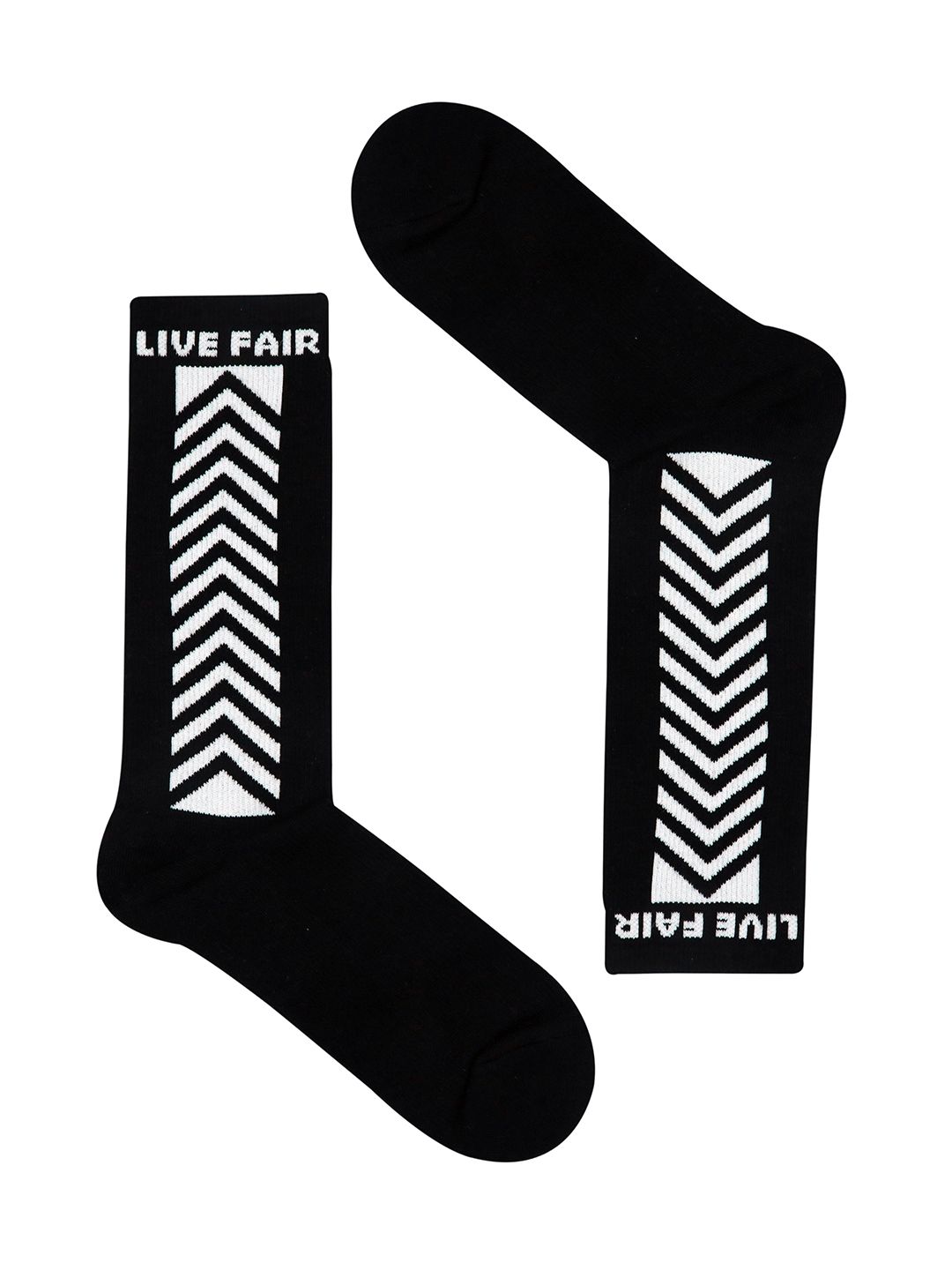 Socksxpress Men Black and White Striped Fair Trade Organic Cotton Calf Length Socks
