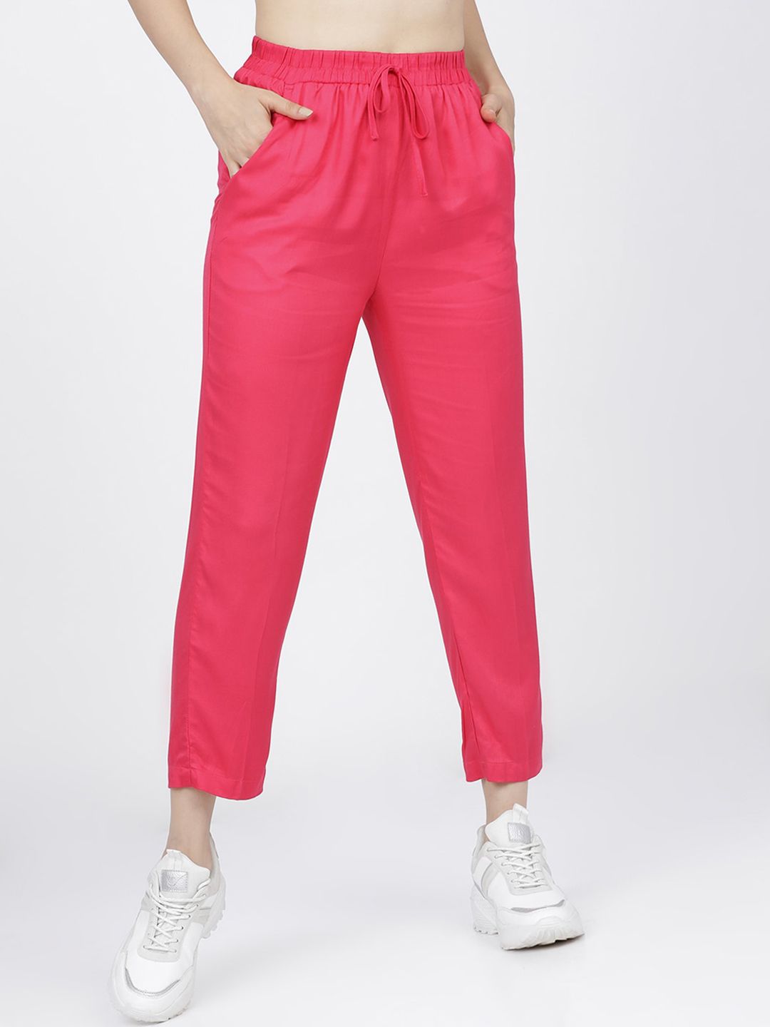 Tokyo Talkies Women Pink Slim Fit Trousers Price in India