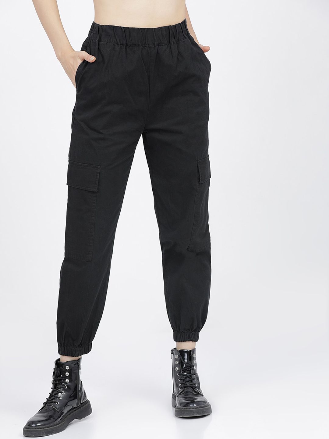 Tokyo Talkies Women Black Tapered Fit Joggers Price in India