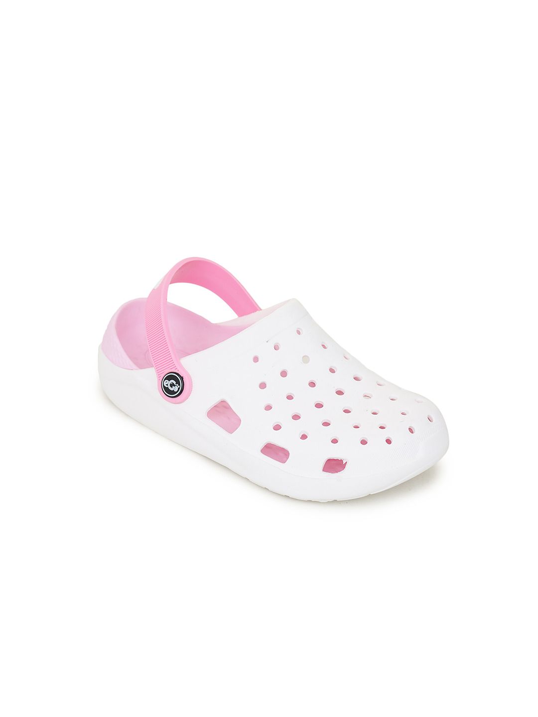 eGo Women White & Pink Solid Rubber Casual Clogs Price in India