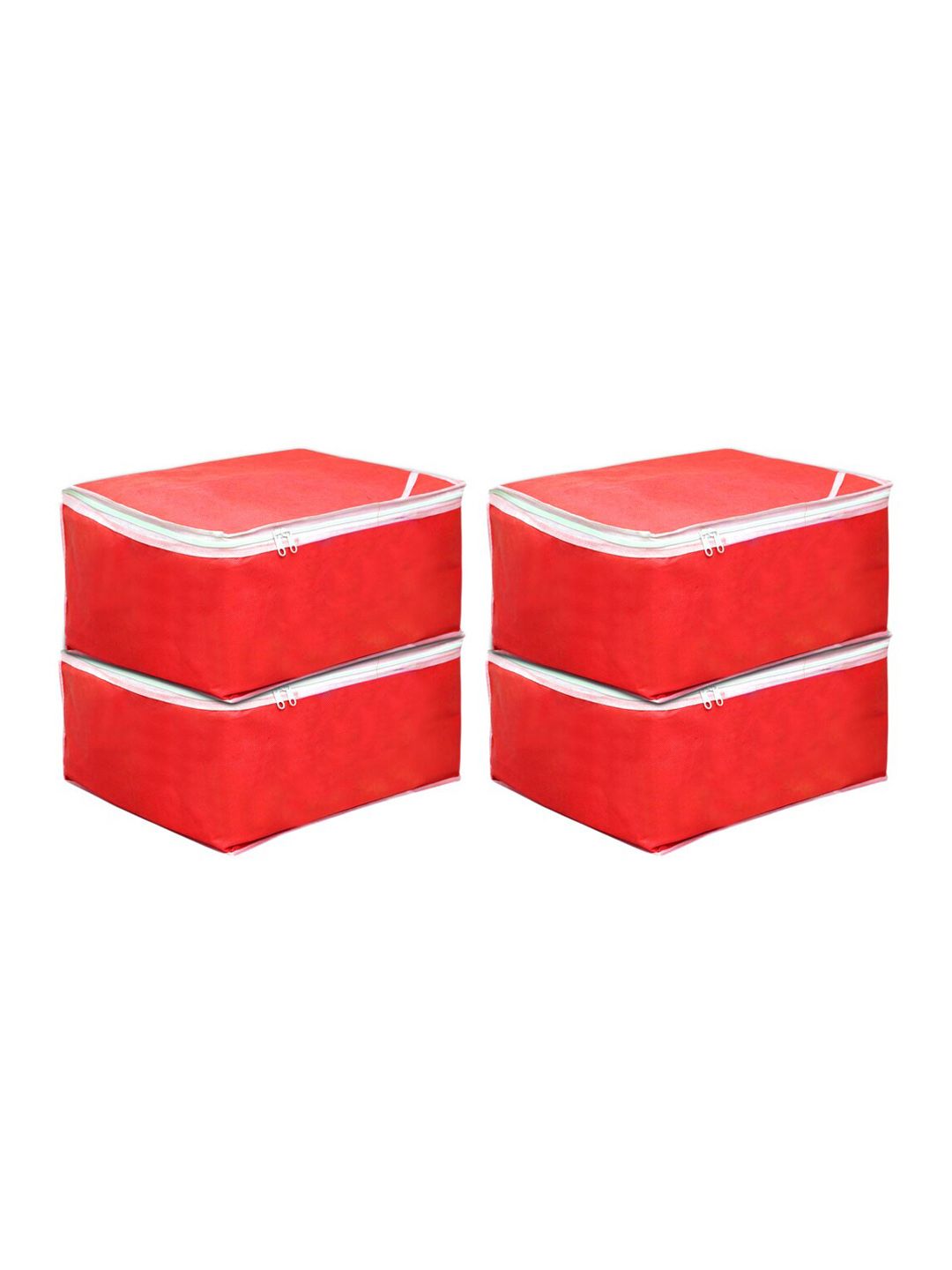 Kuber Industries Set Of 4 Red Solid Wardrobe Organisers Price in India