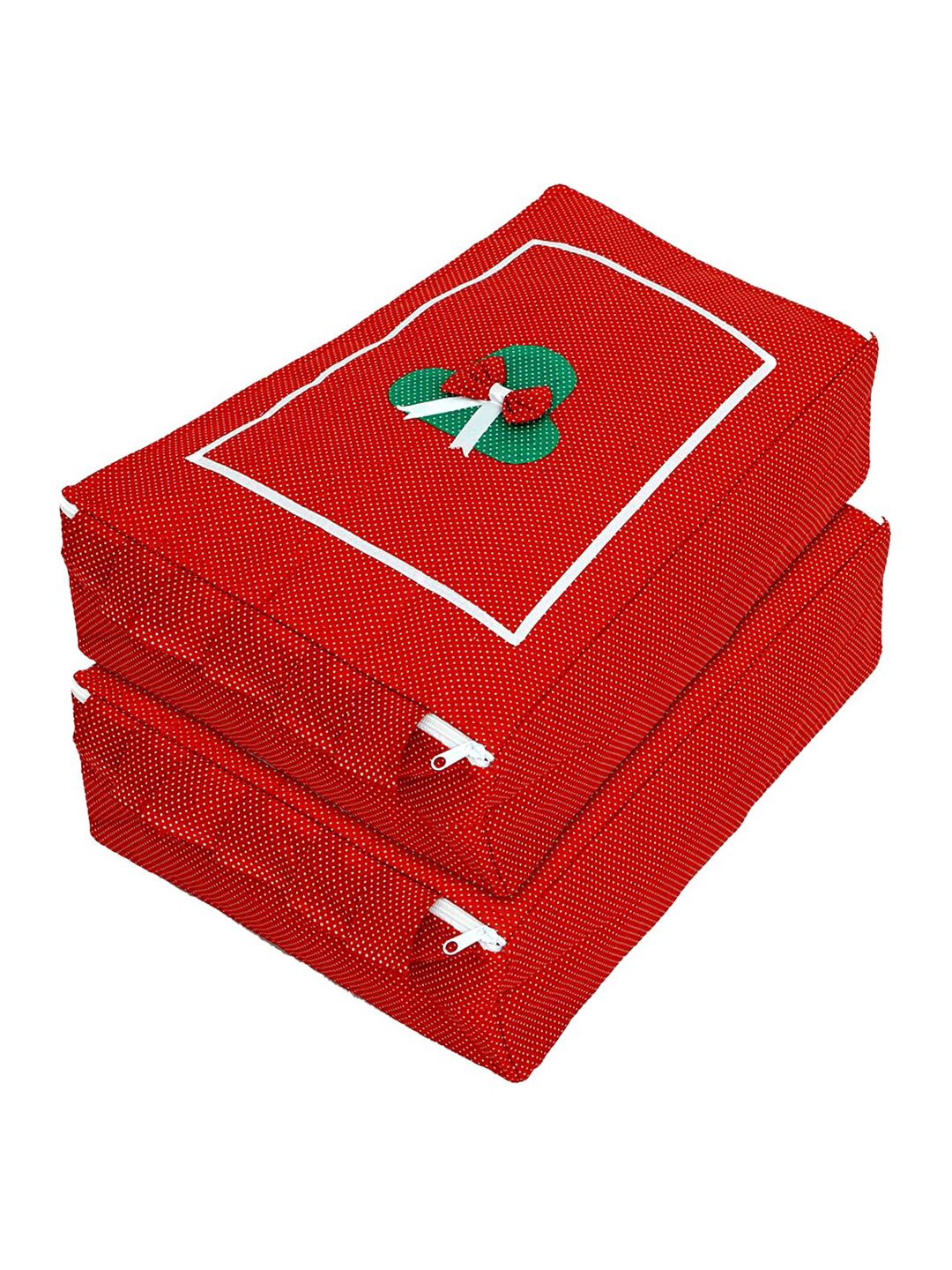 Kuber Industries Set Of 2 Red Printed Saree Organisers Price in India