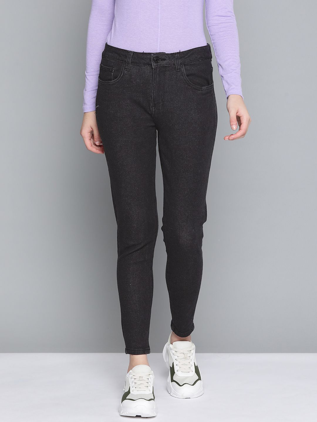 Harvard Women Black Mid Rise Skinny Fit Stretchable Cropped Jeans Price in India