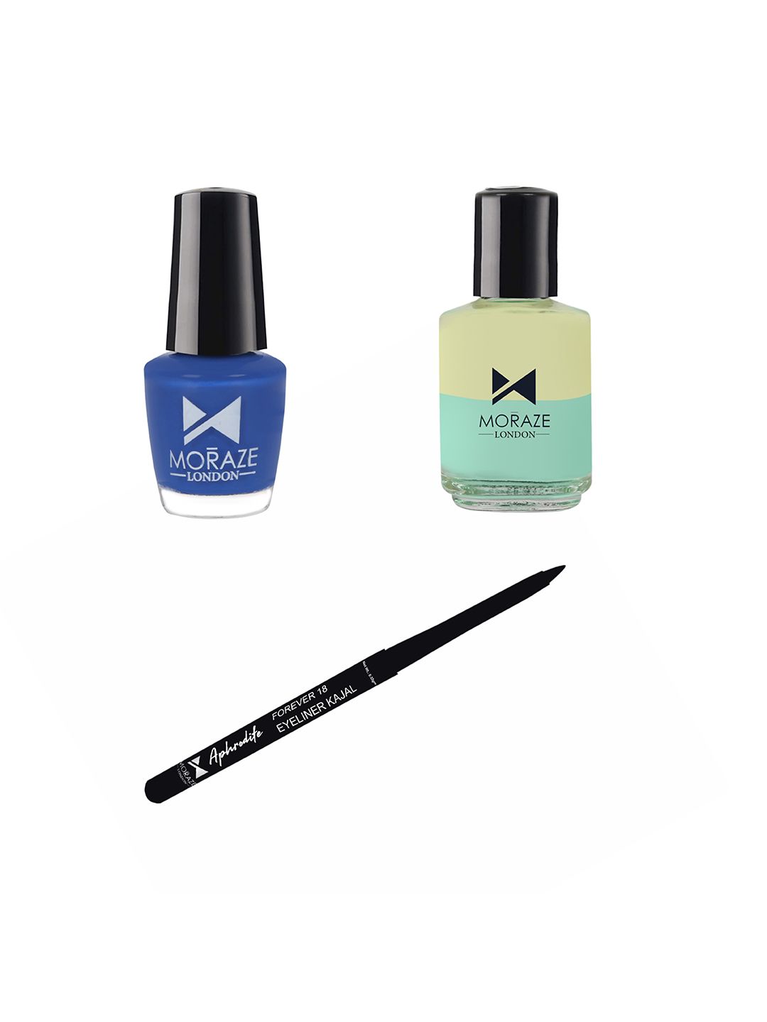 Moraze Pack of Kajal With Blue Nail Polish & Nail Paint Remover 5 ml & 30 ml Price in India