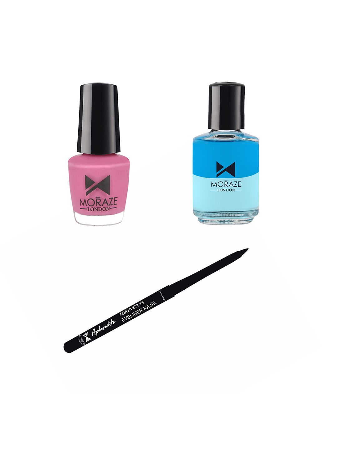 Moraze Pack of Kajal with 1 Nail Polish & Paint Remover (5+30) ML Price in India