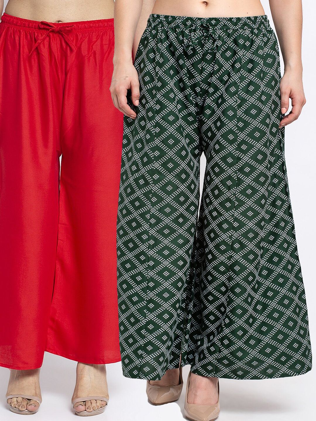 GRACIT Women Red & Black Printed Ethnic Palazzos Pack of 2 Price in India