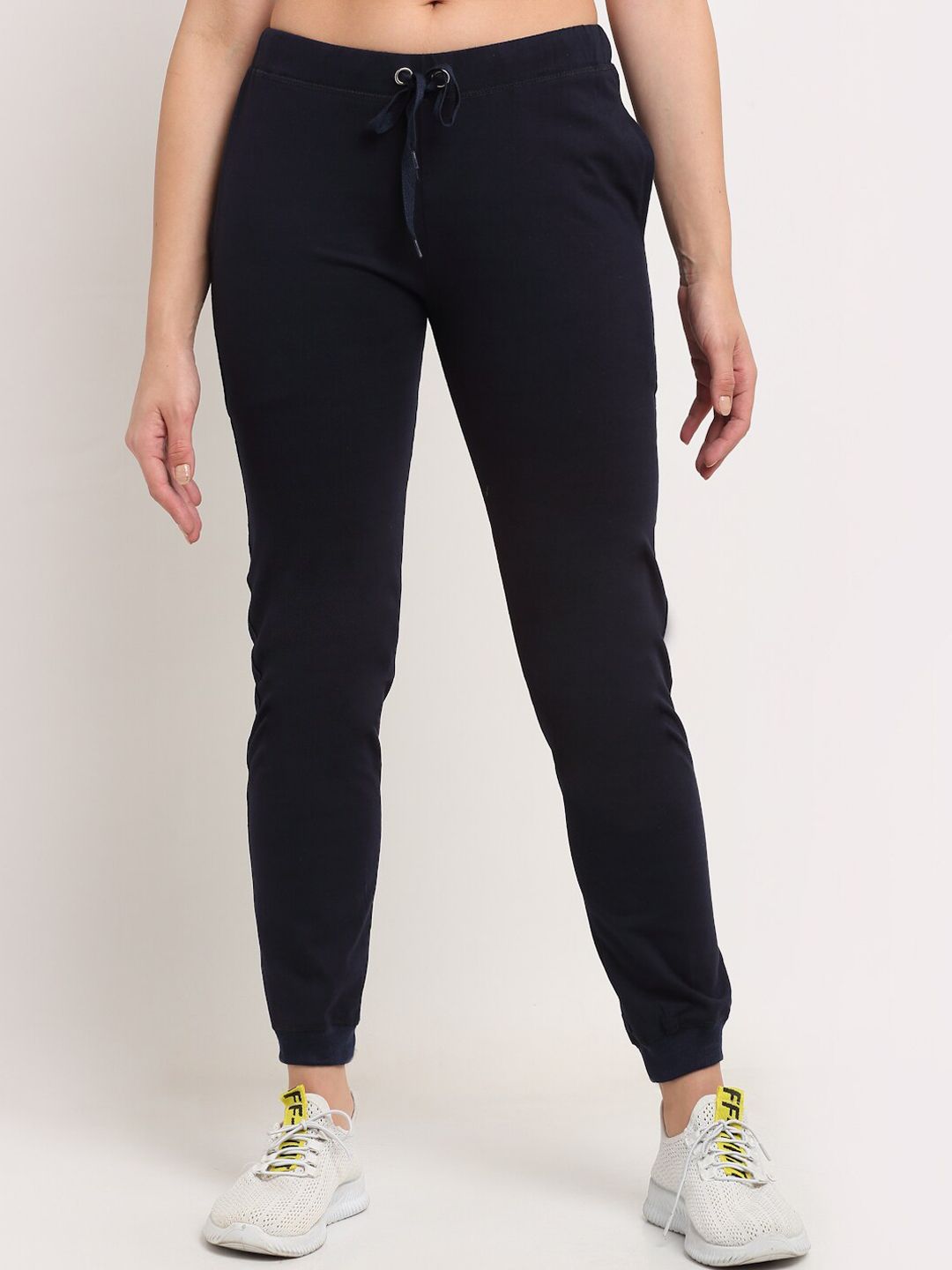 VIMAL JONNEY Women Navy Blue Solid Joggers Price in India