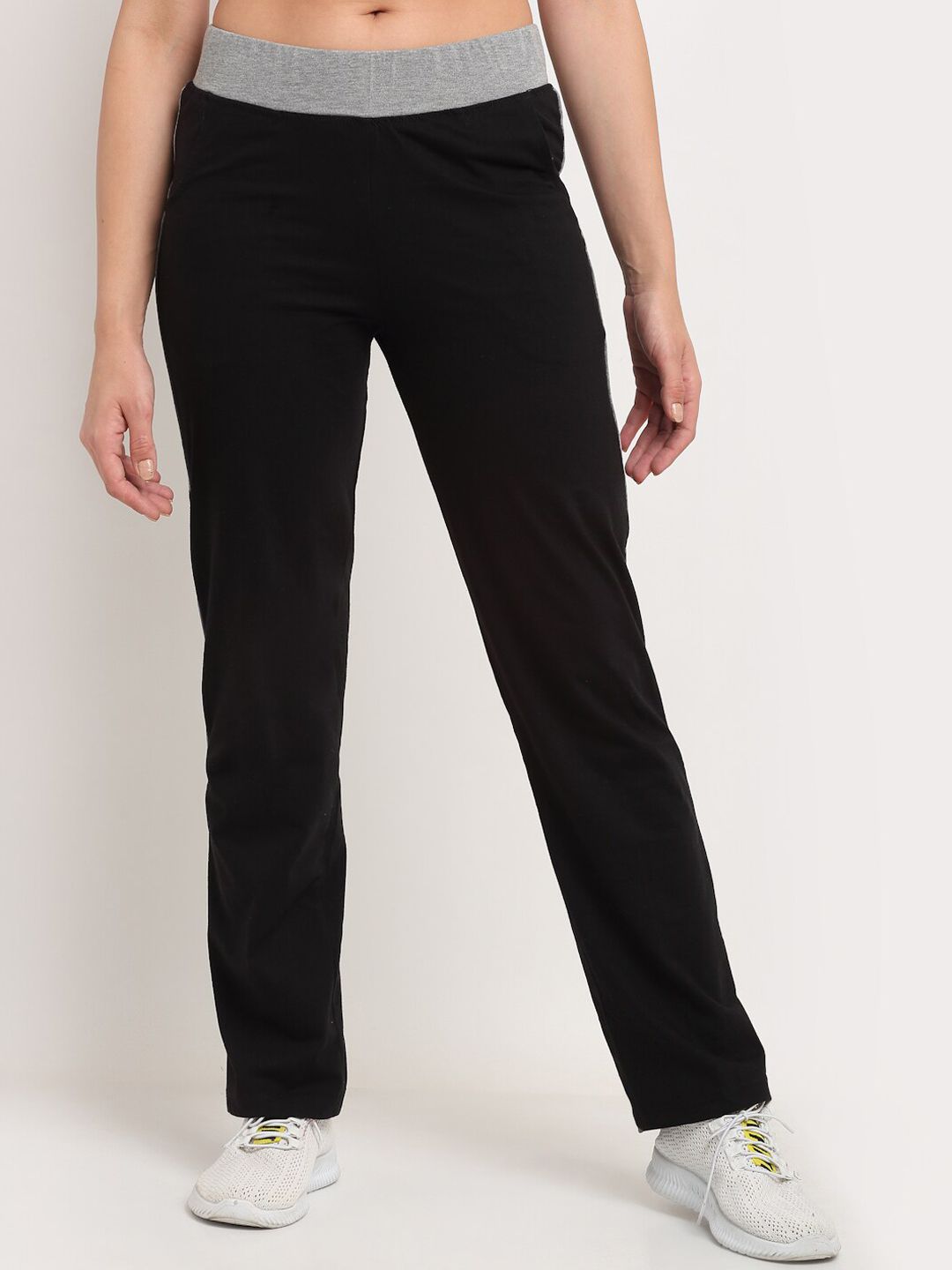 VIMAL JONNEY Women Black Solid Track Pants Price in India