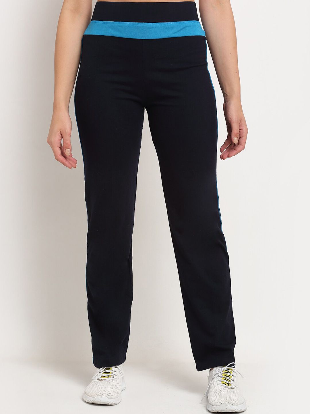 VIMAL JONNEY Women Navy Blue Solid Track Pants Price in India