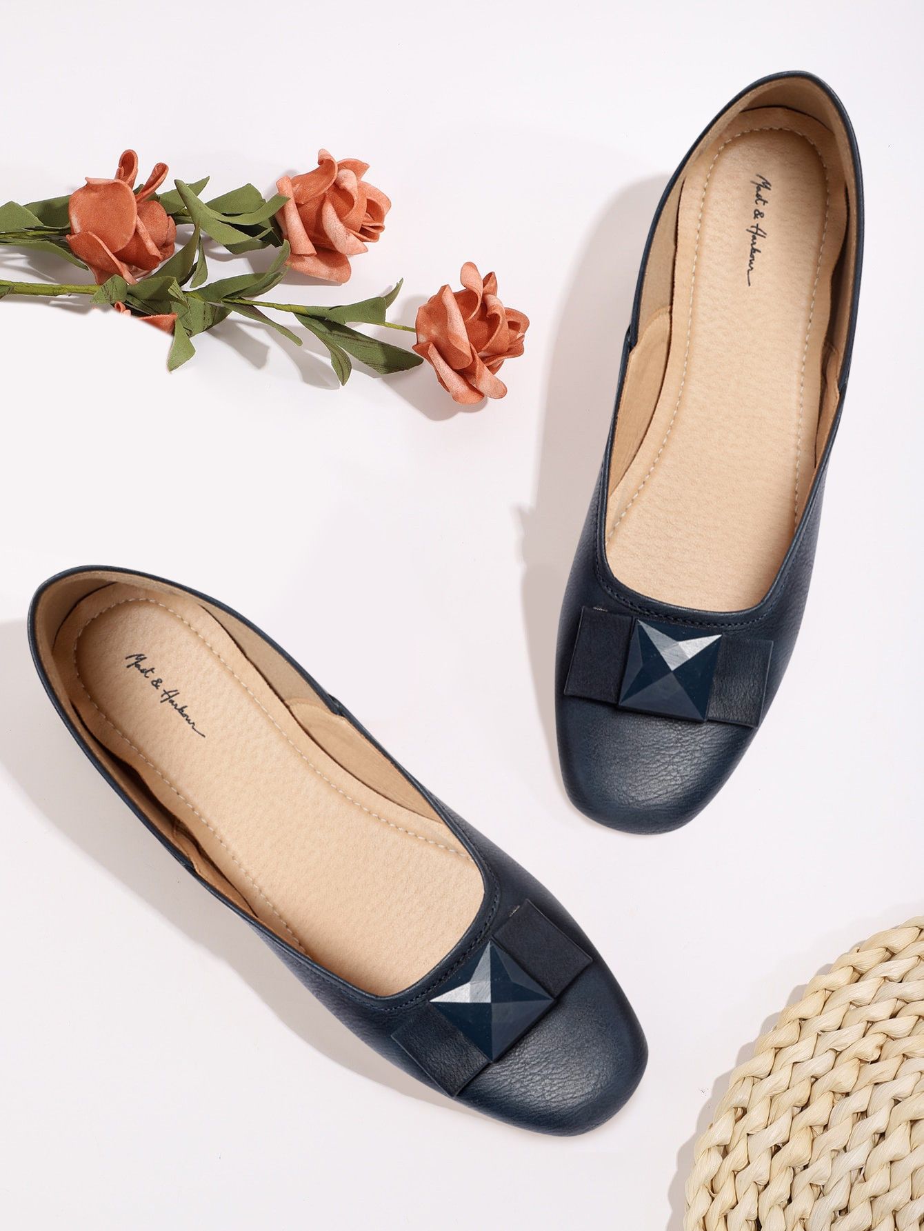 Mast & Harbour Women Navy Blue Ballerinas Flats Price in India