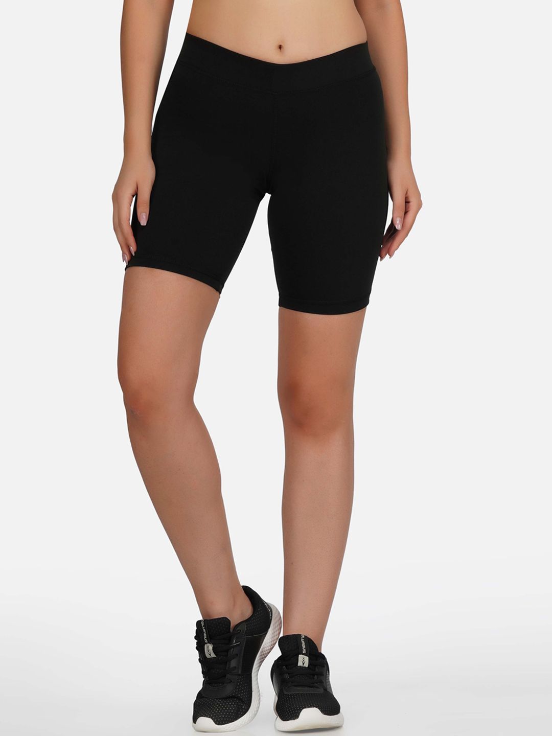 NEU LOOK FASHION Women Black Solid Slim Fit Gym Shorts Price in India