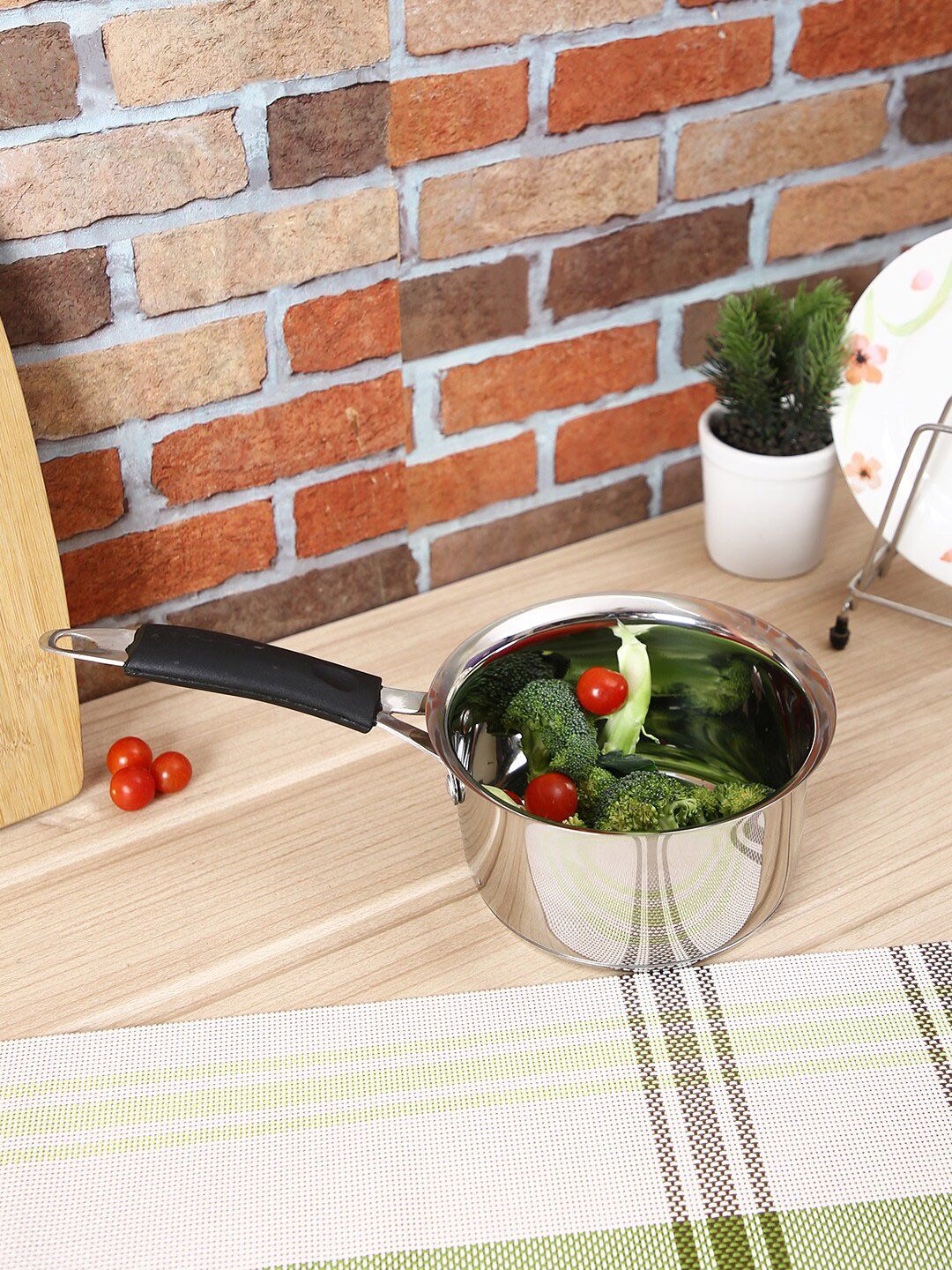 AURUM Silver-Toned Stainless Steel Sauce Pan Price in India