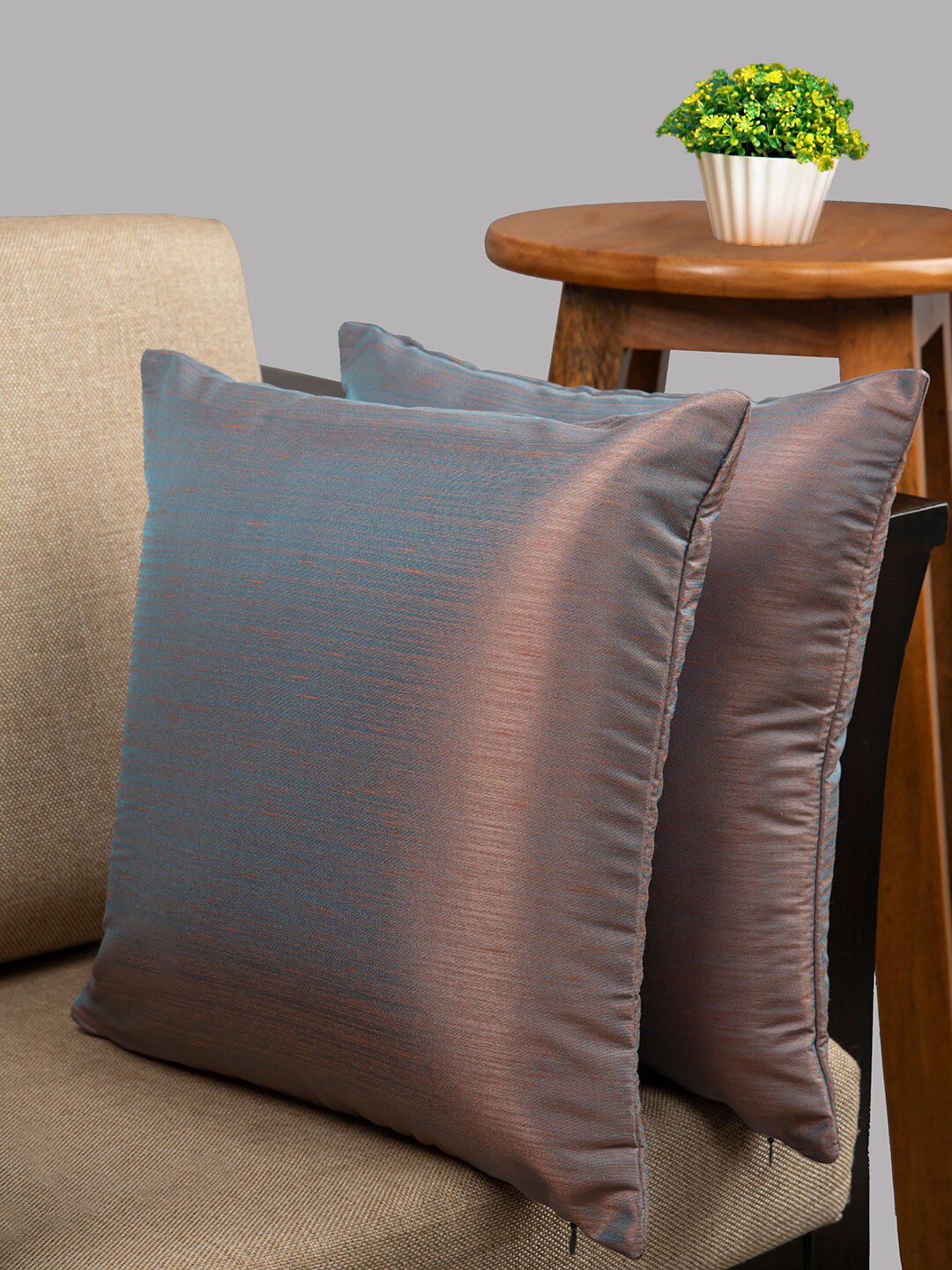 HOUZZCODE Set Of 2 Purple & Blue Square Cushion Covers Price in India