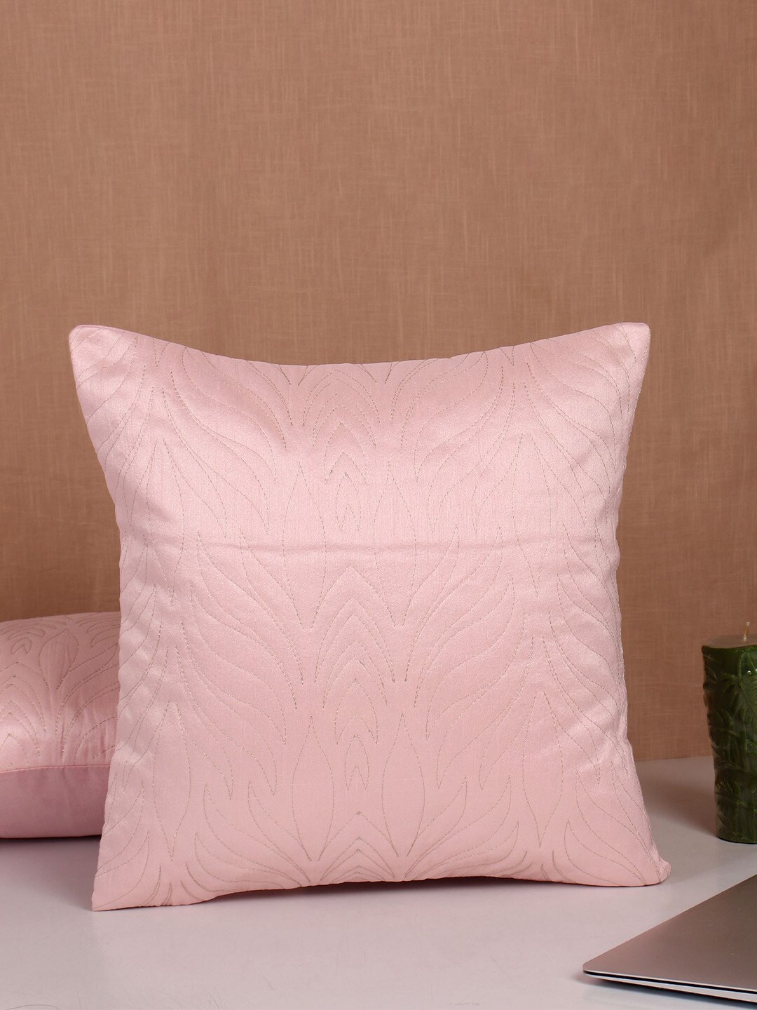 Molcha Set Of 5 Pink Quilted Square Cushion Covers Price in India