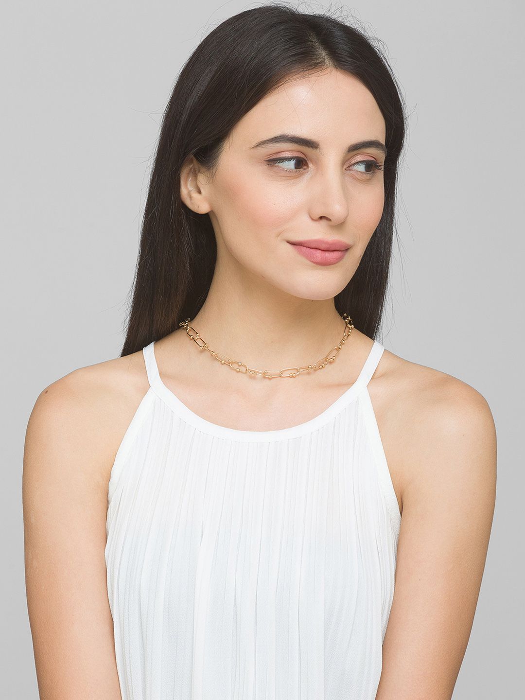 Lilly & sparkle Gold-Toned Gold-Plated Paper Clip Chain Necklace Price in India