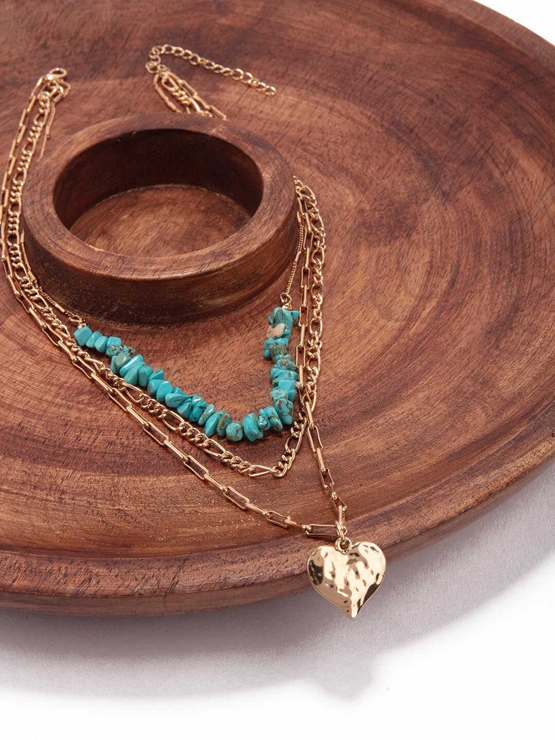 Lilly & sparkle Gold-Toned & Blue Gold-Plated Layered Chain Price in India