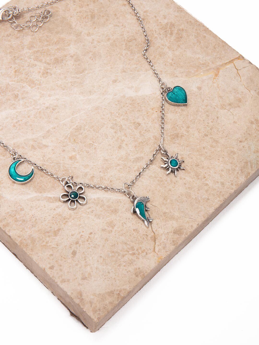 Lilly & sparkle Women Blue Enamelled Pendant Necklace Price in India