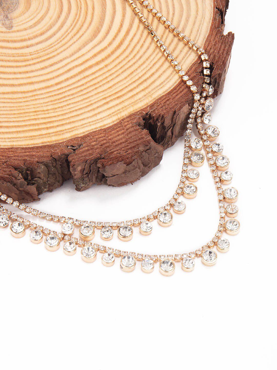 Lilly & sparkle Women Rose Gold & White Alloy Gold-Plated Layered Necklace Price in India