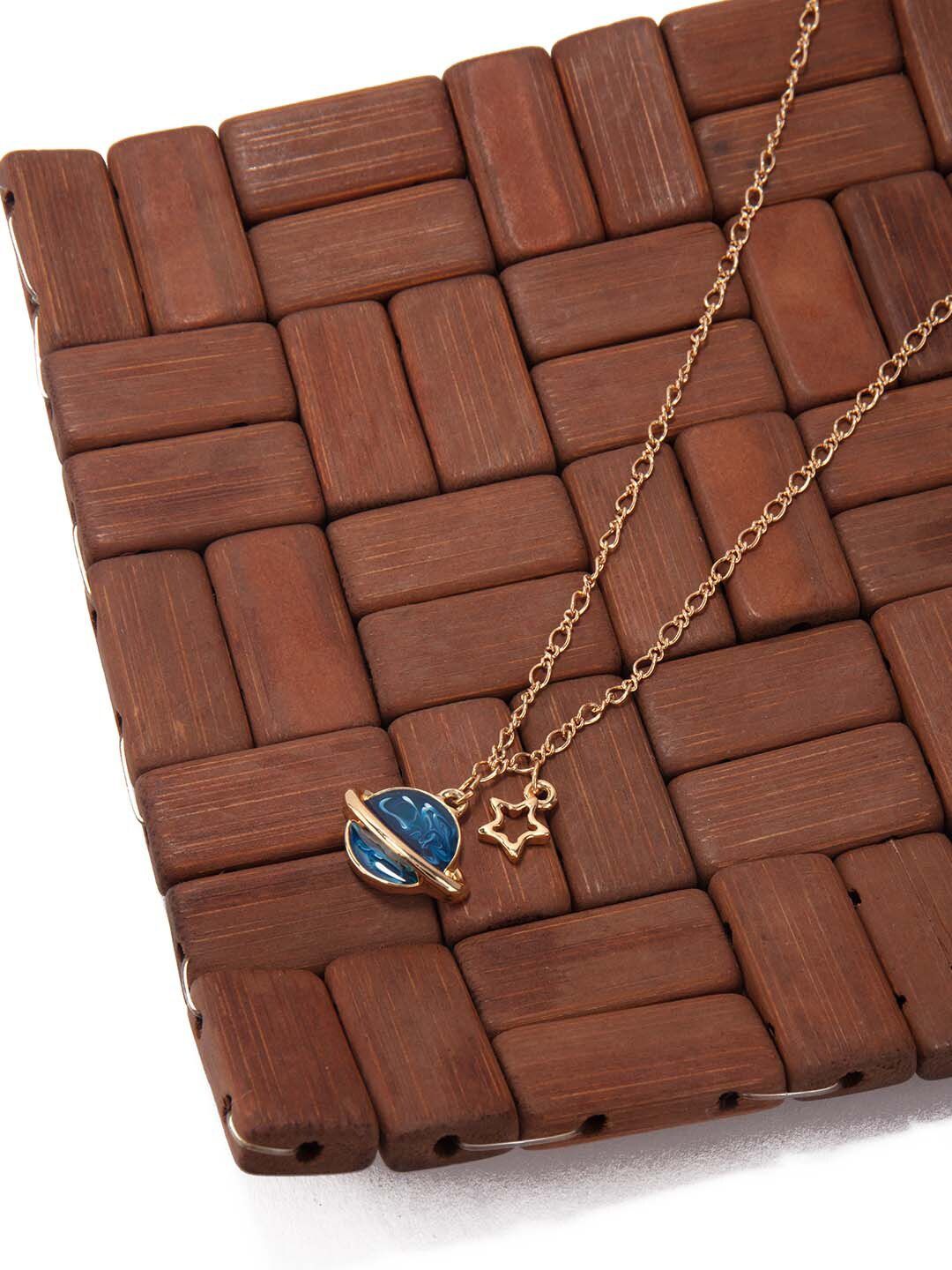 Lilly & sparkle Women Gold-Toned & Blue Alloy Gold-Plated Necklace Price in India