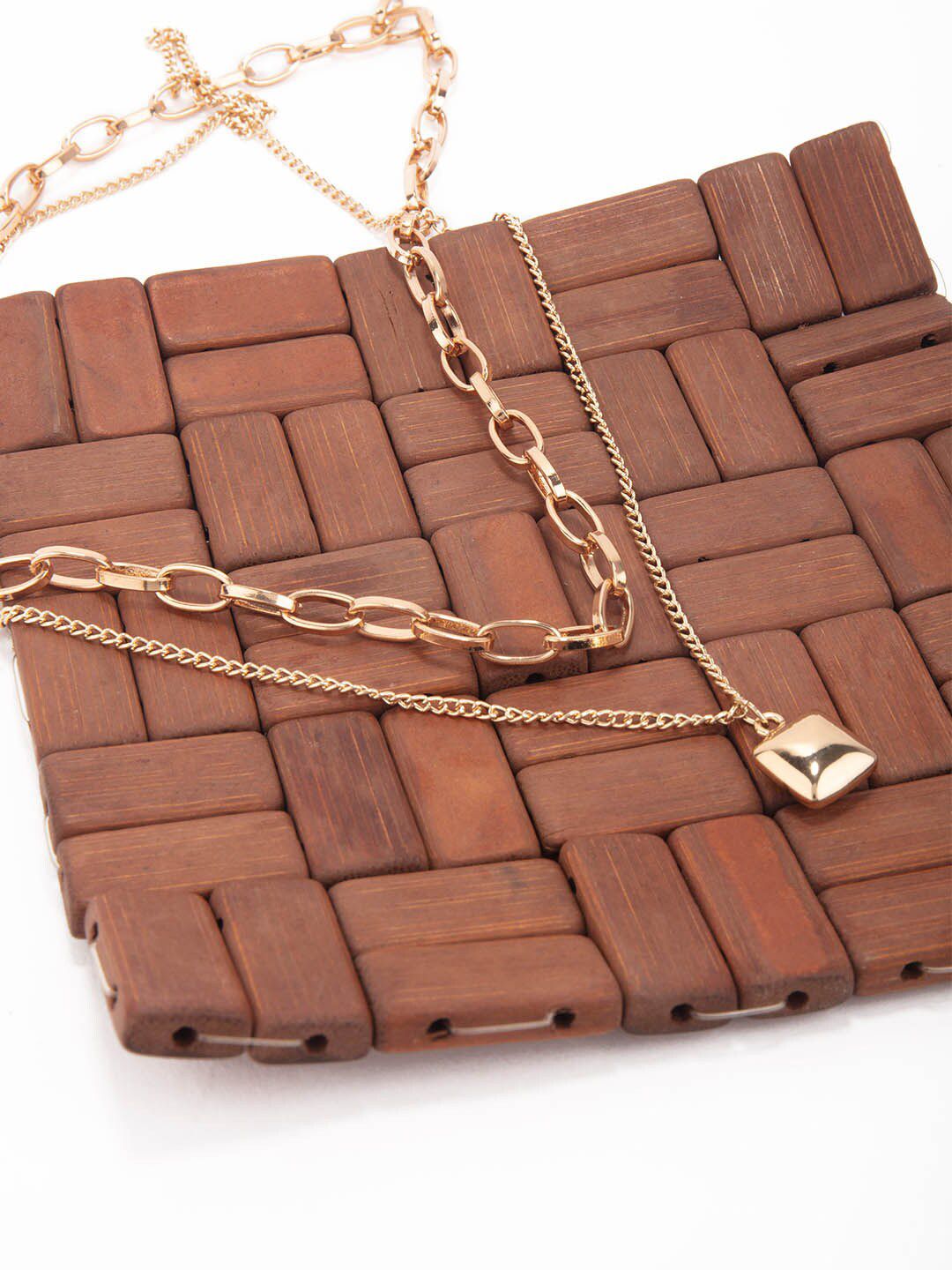 Lilly & sparkle Women 2 Layered Handmade Chain With Square Shaped Pendant Necklace Price in India