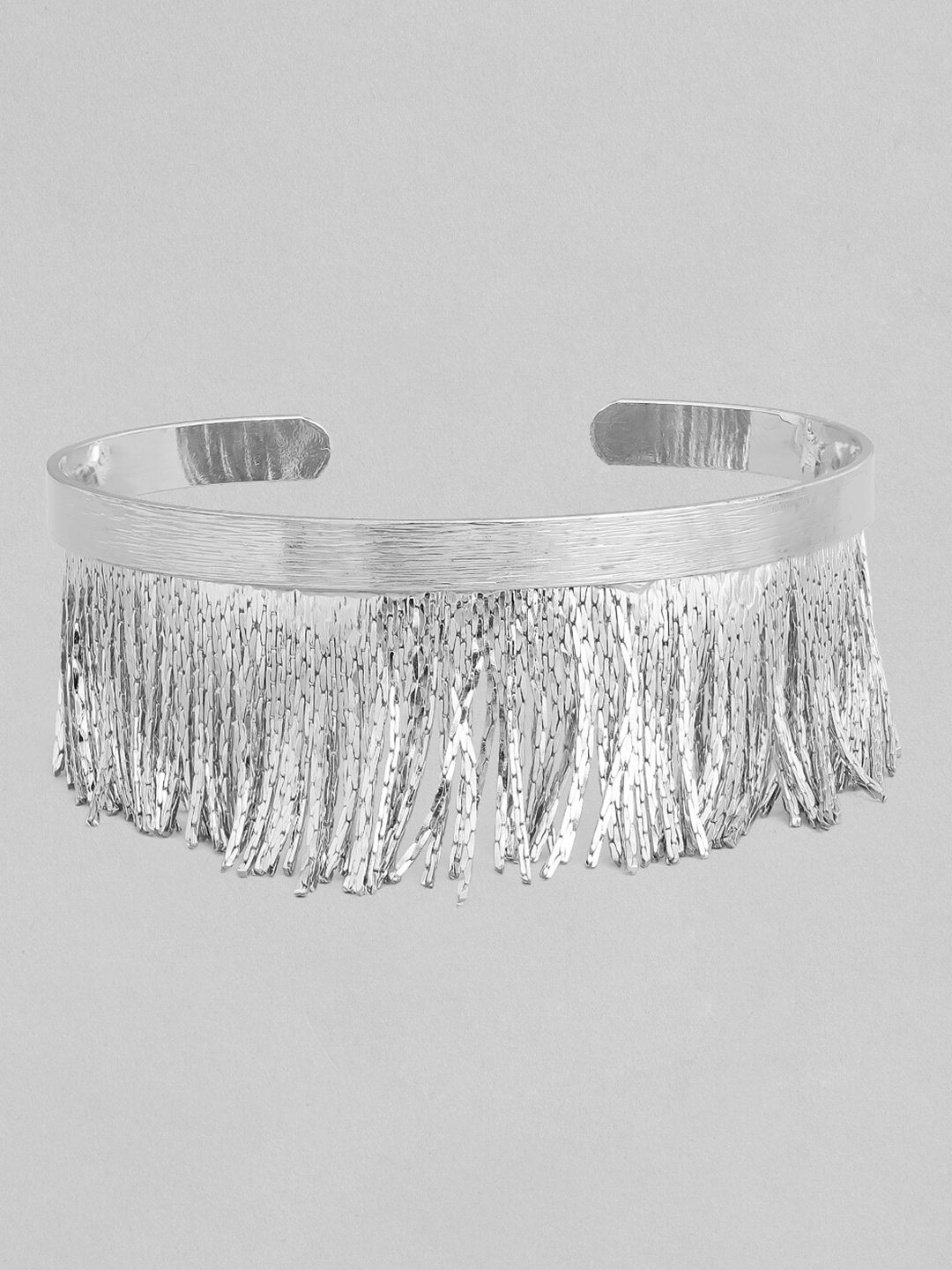 TOKYO TALKIES X rubans FASHION ACCESSORIES Women Silver-Toned Handcrafted Cuff Bracelet Price in India