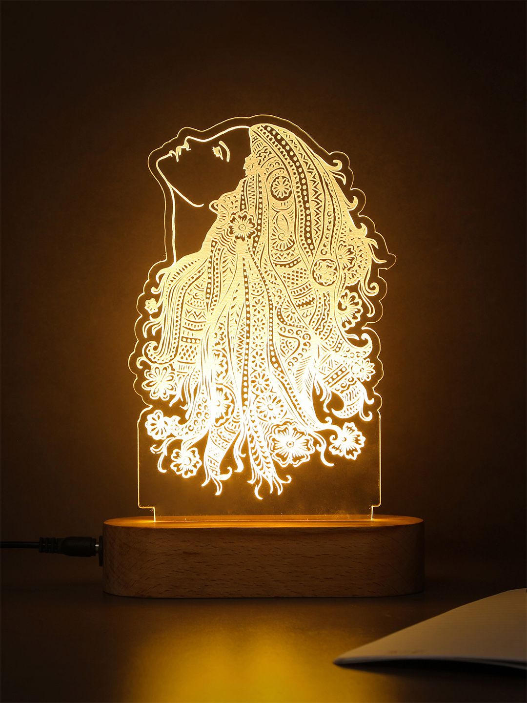 Bigsmall Transparent & Gold-Toned Quirky Table Lamp Price in India
