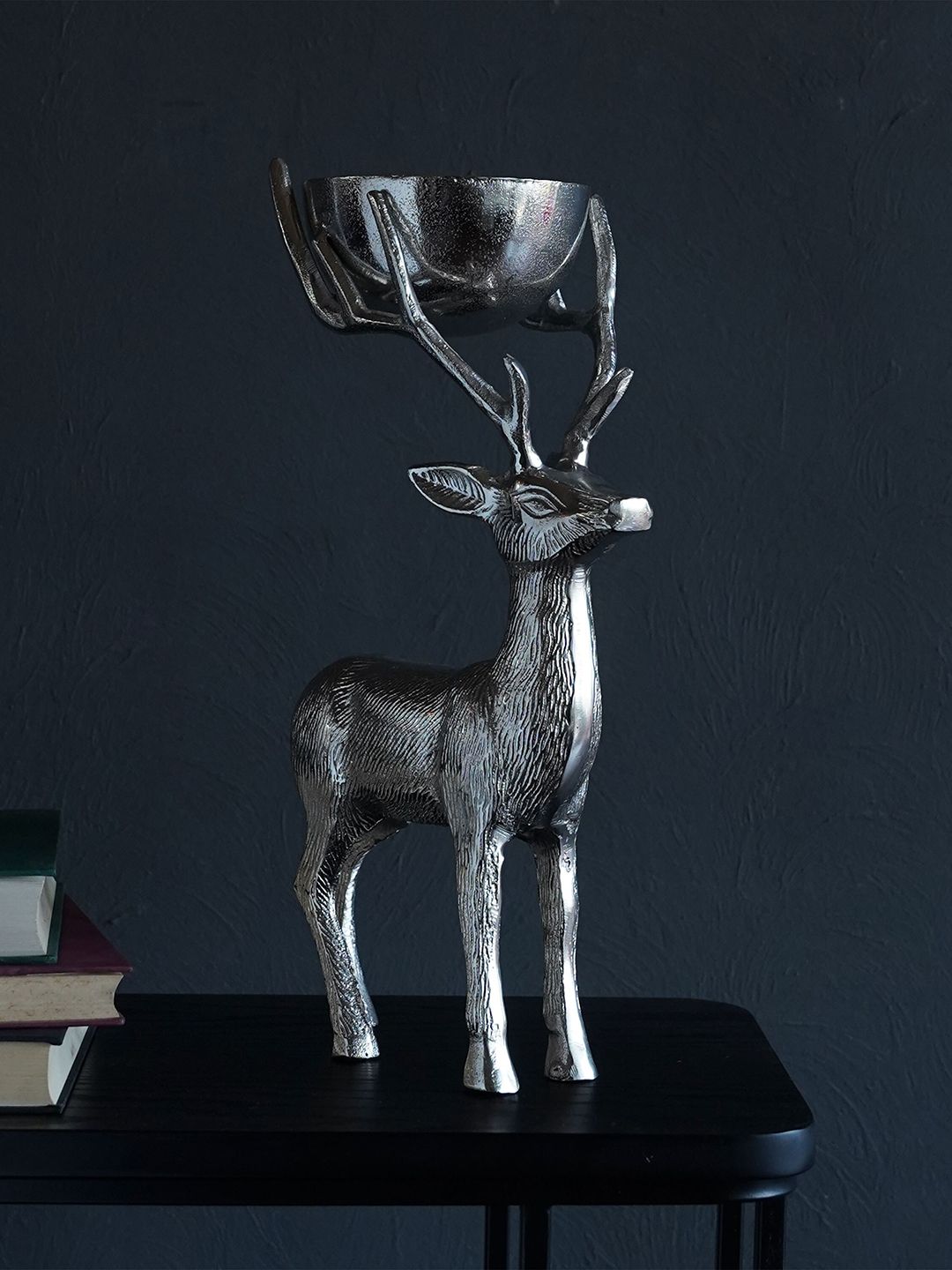 Folkstorys Silver-Toned Metal Deer Sculpture Table Vase Price in India