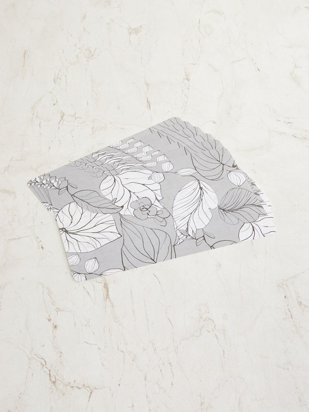 Home Centre Set Of 6  Grey & White Floral Table Placemats Price in India