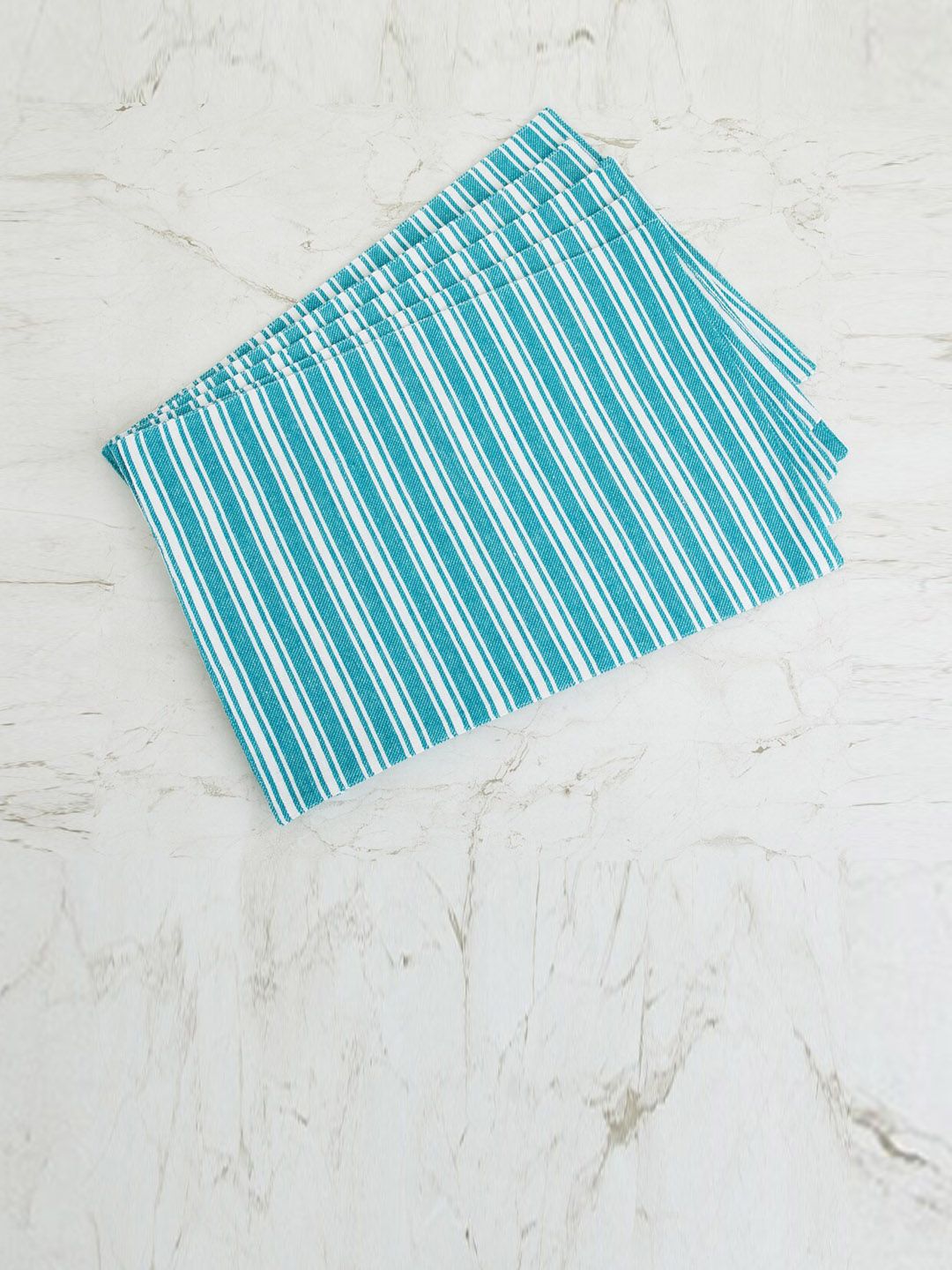 Home Centre Set Of 6 Blue & White Striped Table Placemats Price in India