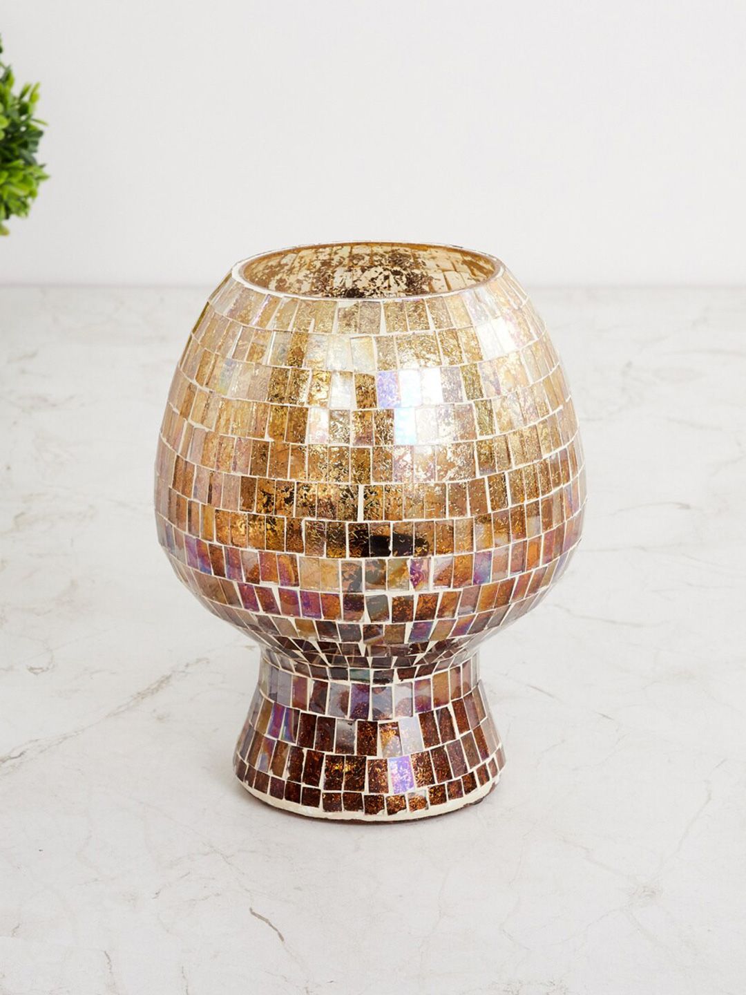 Home Centre Gold-Toned Textured Glass Classic Country Table Lamp Price in India