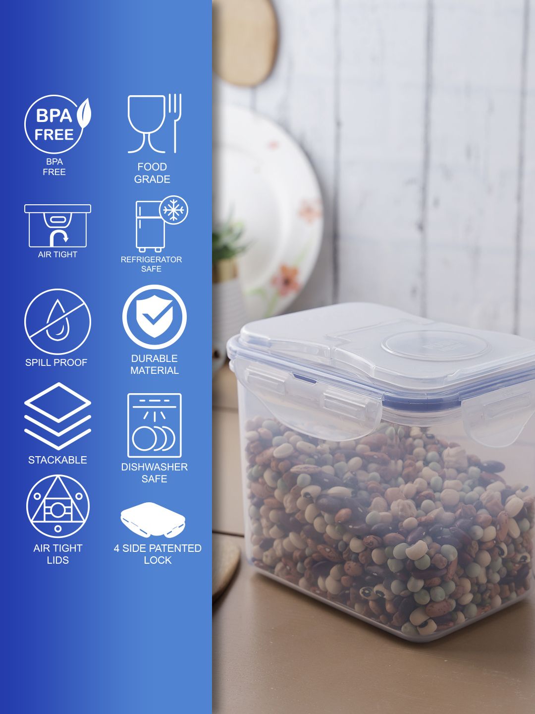 Lock & Lock Transparent Plastic Airtight Food Storage Container With Leakproof Flip Lid Price in India