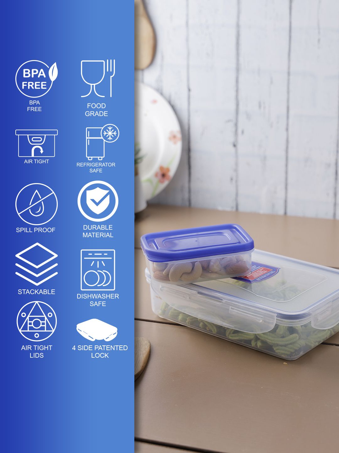 Lock & Lock Transparent Airtight Food Container With Leakproof Lid & Sauce Case 800 ml Price in India