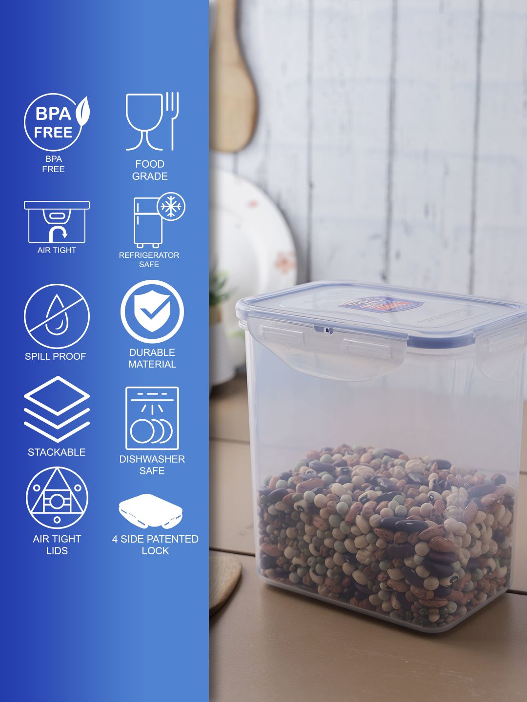 Lock & Lock Transparent Plastic Airtight Food Storage Container With Leakproof Lid 1.5 L Price in India