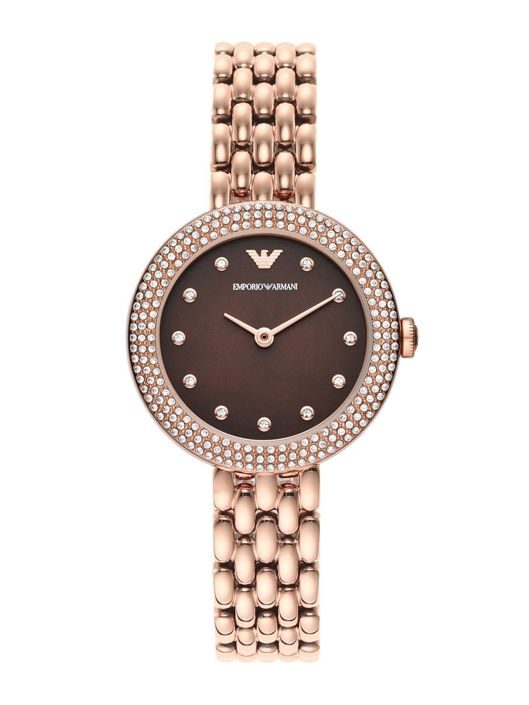 Emporio Armani Women Brown Dial & Rose Gold-Plated Bracelet Style Straps Watch AR11418 Price in India