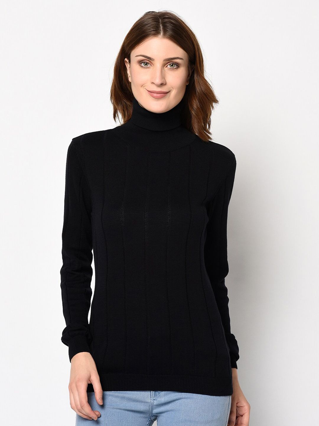 98 Degree North Women Black Pure Cotton Pullover Price in India