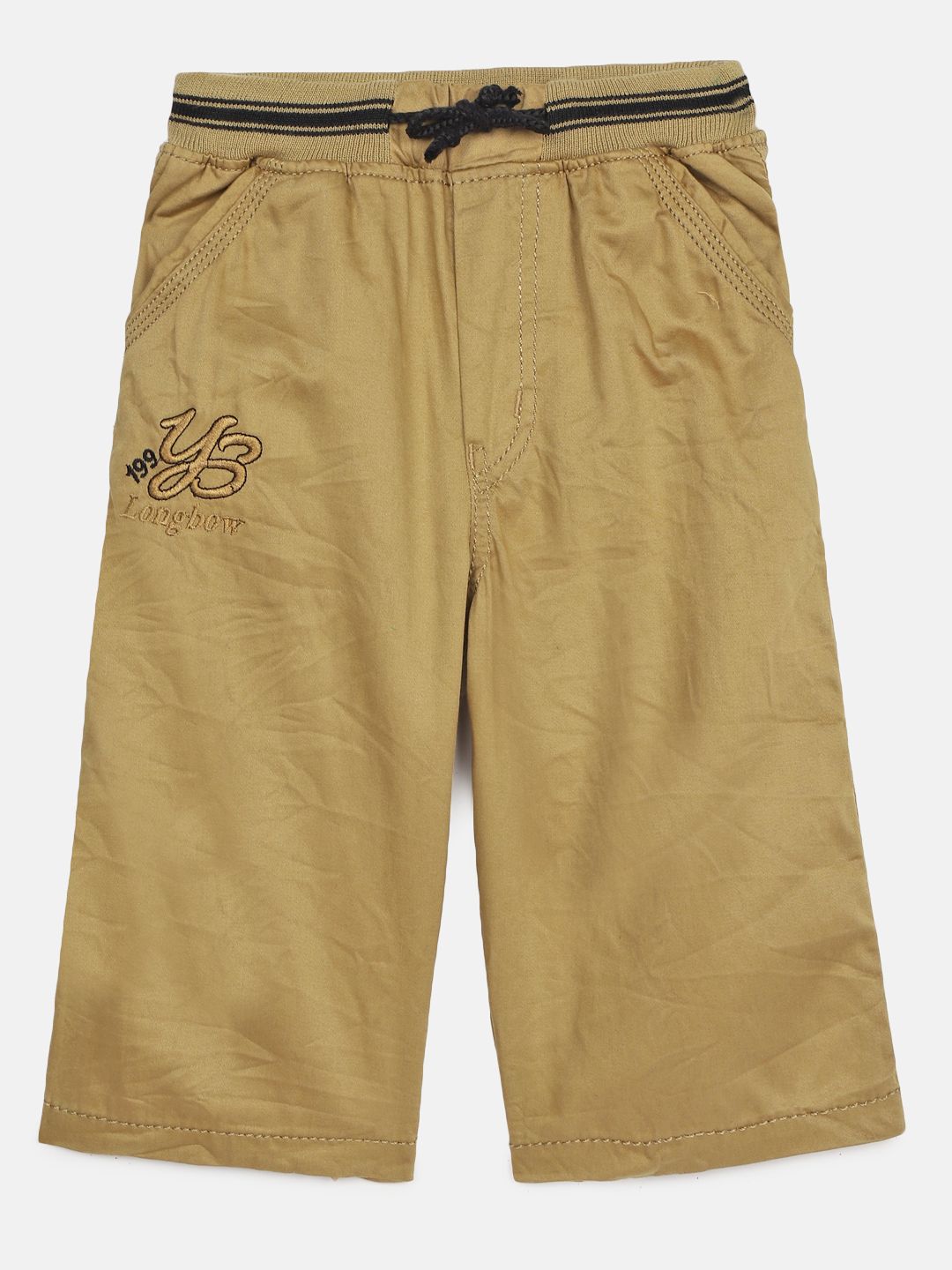 ADBUCKS Boys Beige Relaxed Easy Wash Chambray 3/4th Trousers