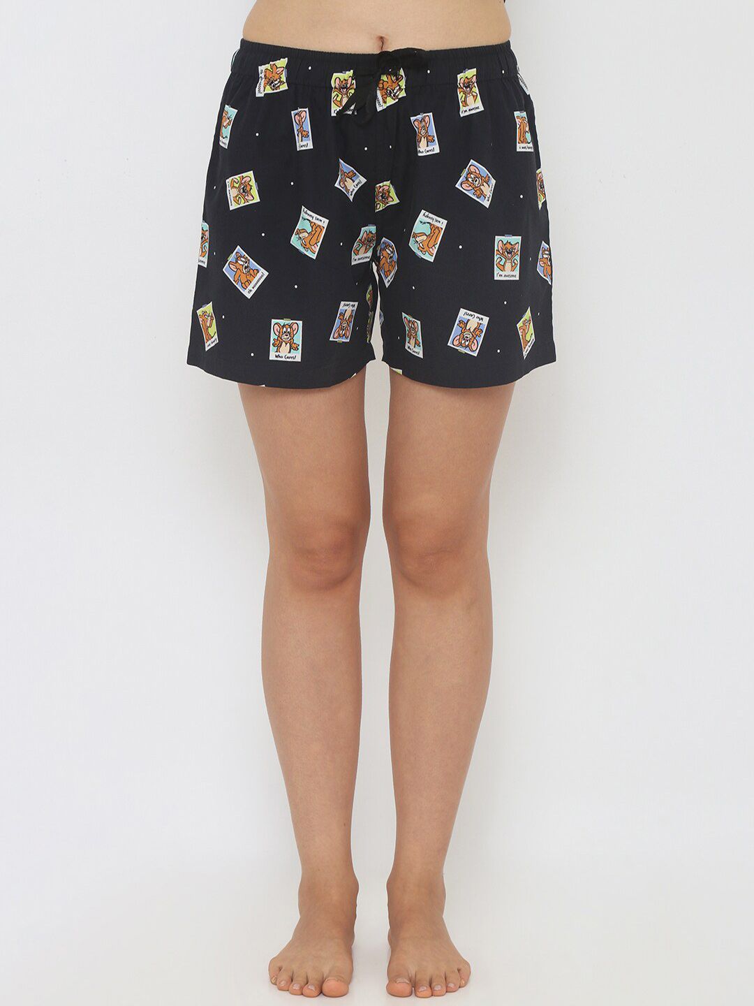 Smugglerz Women Black & Blue Tom & Jerry Printed Lounge Shorts Price in India