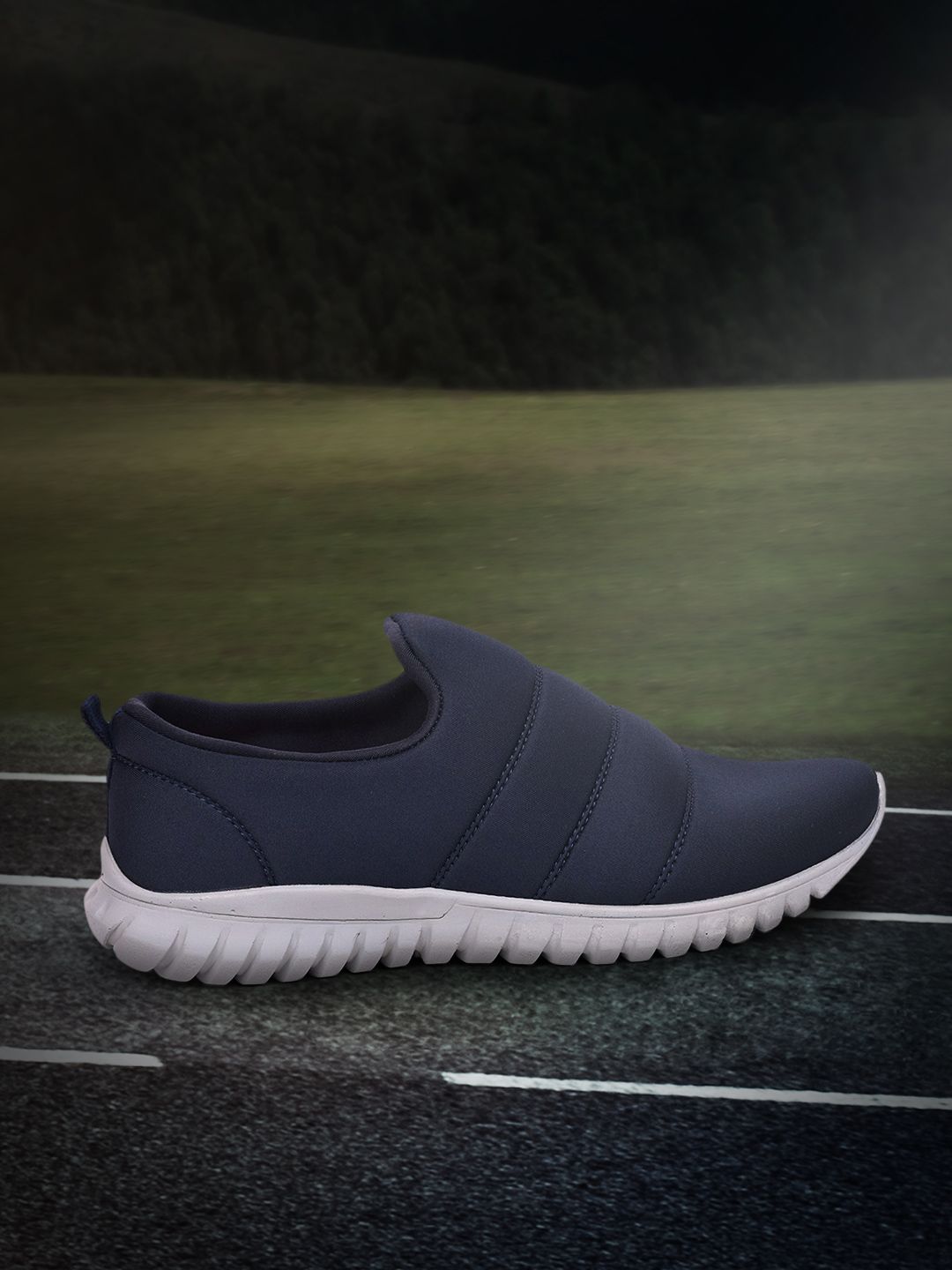 Liberty Men Navy Blue Mesh Walking Non-Marking Shoes