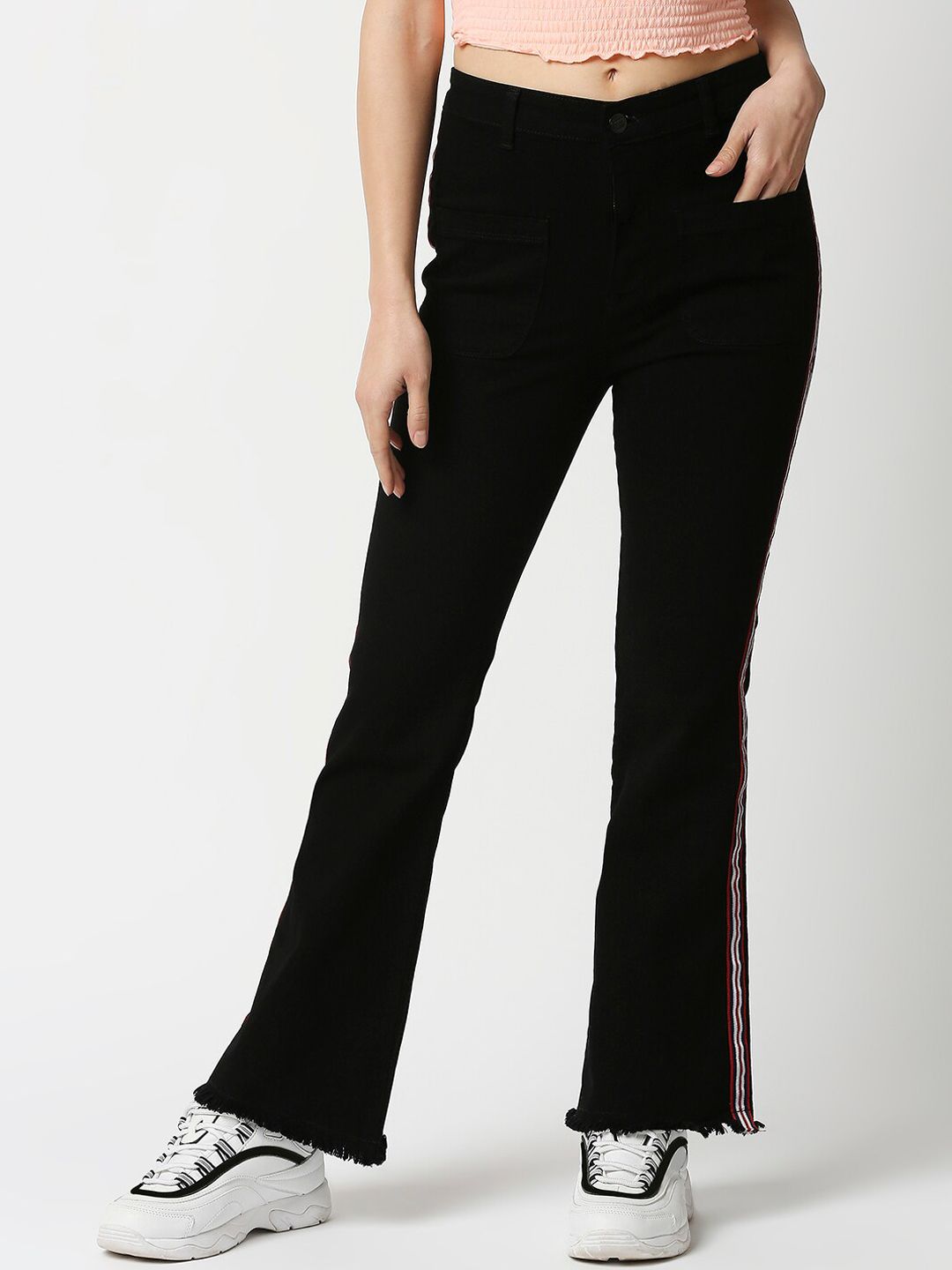 High Star Women Black Bootcut High-Rise Jeans Price in India