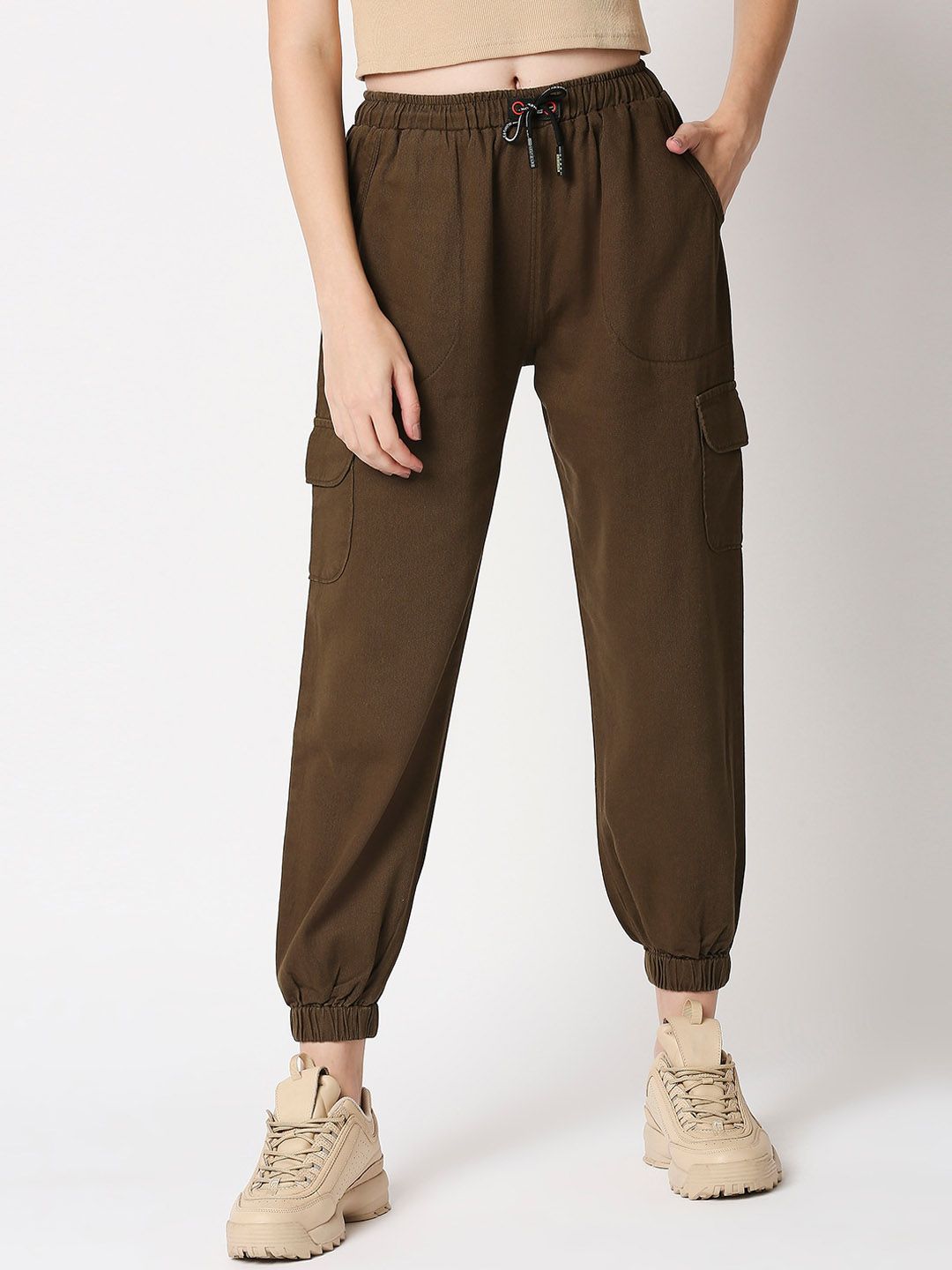 High Star Women Brown Jogger High-Rise Jeans Price in India